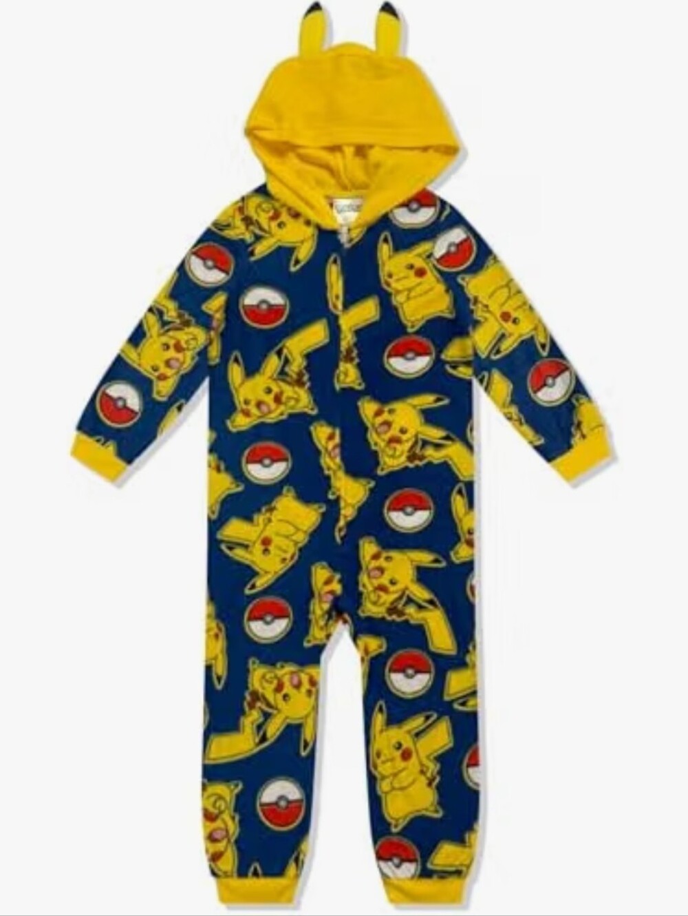 Pokémon Boys Pikachu Hooded Fleece Union Suit One Piece Pajamas Size S 6/7